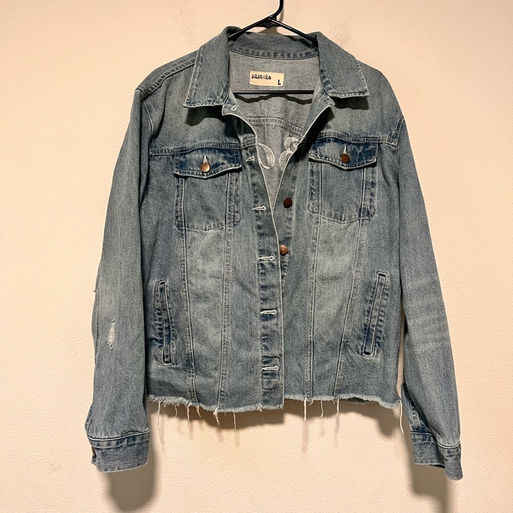 Denim Jacket with Embroidered Back - Picture 9 of 16
